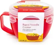 Rapid Plastic Noodle/Soup Bowl | Microwave Soup & Noodles in Minutes | Cup Red