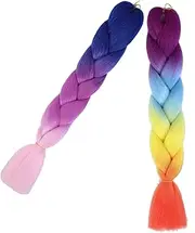 Pack of 2 Jumbo Ombre Braiding Hair Fashion Synthetic Braids Hair Extensions for Women Braiding (Purple)