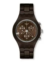 New Swatch Irony Chronograph Full Blooded Smoky Brown Date Watch SVCC4000AG $180