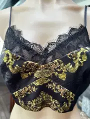 Camilla Size L Shadows Of Armada Quilted Bralette RRP$300 Elasticated Back