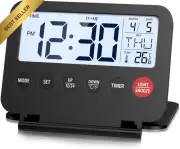 Foldable Digital Travel Alarm Clock LCD Timer Temp Countdown Battery Operated