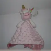Unicorn Minky Lovey Pink 13" × 14" Teal Plush Boritar