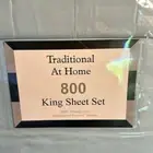 Traditional at Home 6pc King Sheet Set Baby Blue Stripes Embossed Print