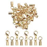Fold Over Cord End Caps Rose Gold 4mm OD Crimp Covers Claw Clasps 5 Pcs