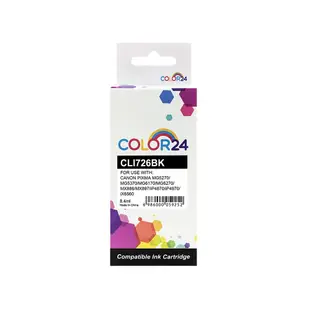 【Color24】for Canon CLI-726BK 淡黑色相容墨水匣/適用 PIXMA MG5270/MG5370/MG6170/MG6270/MX886/MX897/iP4870/iP4970