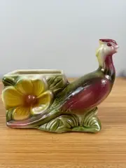 HULL 61 USA POTTERY BIRD PARADISE PLUMERIA FLOWER PLANTER Peacock Pheasant READ
