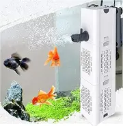 Quiet Fish Tank Filter 4-in-1 Internal Aquarium Filter,500L/H Submersible Water Pump Oxygen Aeration Wave Maker Water Change for Betta, Turtle, Pond Fish, Garden (6W 500L/H)