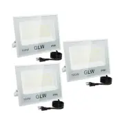 GLW 3 Pack 100W LED Flood Light Outdoor, 10000lm Outside Floodlights IP66, Wa...
