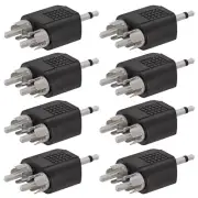 8 Pcs 3.5mm 1/8" Mono Male to 2 RCA Male Audio Splitter Y Adapter Converter