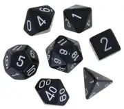 Polyhedral 7-Die Opaque Dice Set - Black with White