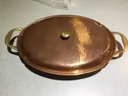 NEW NOS SWISS STOCKLI NETSTAL COPPER HAMMERED FISH POT OVAL 16" X 10" Casserole