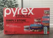 Pyrex Store It! 22 Piece Glass Food Storage Container Set, 11 Container & 11 Lid