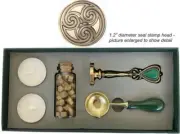 Celtic Spiral Wax Seal Stamp Set - seal stamp, beads, wax melting spoon, more!