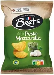 BRETS Pesto Mozzarella Crispy chips with pesto and mozzarella taste French chips snack potato chips with sunflower oil 125g
