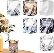 Juice Glasses | 6X Beer Glasses - Irregular Drinking Glassware, 200ml Elegant Water Cups for Home Kitchen Bar Restaurant Hotel