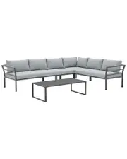 Manhattan Comfort Sunnyside Modern Corner Patio Conversation Set with Table