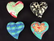 Heart Charms Comforting Clay Handcrafted Pocket Choice of 4 Styles/Patterns NEW