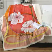 Art Deco Cosmos White Flowers Throw Blanket