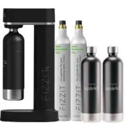 Black Stainless Steel Sparkling Water Maker w/ 2 CO2 Cylinder&2 Reusable Bottles