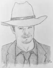 justified PENCIL DRAWING 11x14 Timothy Olyphant raylan givens SKETCH