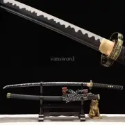 Handmade 1095 Carbon Steel Japanese Samurai Tachi Sword WithBlack Blade Scabbard