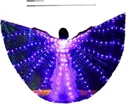 LED Isis Wings, Belly Dance Wings with 2 Light Modes, Light Up Colorful LED Butterfly Wings, Glow Angel Dance Wings with Telescopic Stick
