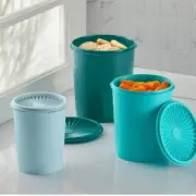 Tupperware Heritage Canister Set of 3 teal - Plastic Food Storage Container New