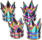 TINEASUR 4pcs Crown Shape Tire Valve Caps for Trucks Motorcycles Stylish Valve Stem Covers Easy Installation Vibrant Colors Durable Car Accessories