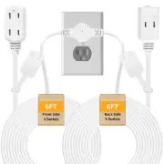 Twin Extension Cord, 12FT Flat Outlet Extension Cord: 6 FT on Each Side, Spli...