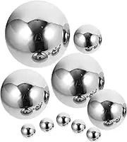 10Pcs Stainless Steel Gazing Balls Mirror Polished Hollow Garden Globes Reflective Shiny Floating Pond Spheres Seamless Metal Hemisphere Ornaments for Outdoor Decor Silver