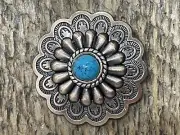 1.5” Copper Scalloped Concho (1) With Turquoise Color Stone