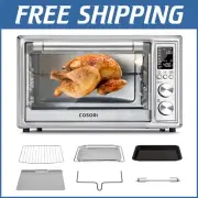 Silver Stainless Steel 12-in-1 Air Fryer Toaster Oven with Rotisserie Feature