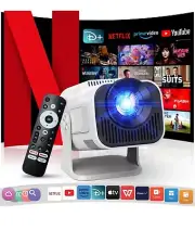 Mini Projector Portable WIFI Bluetooth 4K, 1080P One Click Netflix/Prime/YouTube