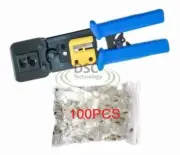 RJ45 Cat6 Crimp Tool Combo + 100 Cat6 Connectors End pass through ethernet