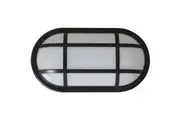 Bulkhead Wall Light Lamp 20W Oval Black 3000K IP65 Optional Cage 1600LM