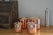 Hammered Copper Spice Jars Set of 4, Copper Kitchen Storage Containers with Lid