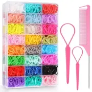 Elastic Hair Bands 24 Colors, BEBEEPOO 2000 pcs Mini Hair Rubber Bands with O...