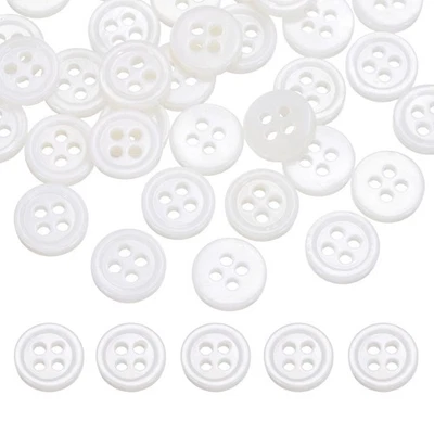 36Pcs Natural Shell Buttons,10mm 4 Holes Pearl Button,Glossy white