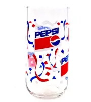 Pepsi Cola Red White Blue Celebrate Confetti Glass Tumbler Vintage
