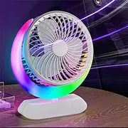 Desktop Fan with Night Light 3 Speeds Portable Table Fan USB Rechargeable Battery Powered Fan Personal Mini Fan Quiet Cooling Fan for Bedroom Office Outdoor Ca