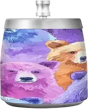 Stainless Steel Big Ashtrays with Lid for Indoor Outdoor Desktop Watercolor Bears Colorful Smokeless Portable Cigar Table Ashtray for Cigar Lovers Smokers