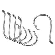 10Pcs 8/0# Fishing Circle Hooks Carbon Steel Offset Hooks w Barbs Black