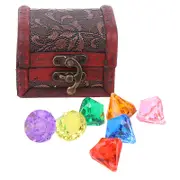 He Fei Mao Qiang Dian Zi Shang Wu You Xian Gong Si Diving Gem Pool Toy 10 Big Colorful Diamonds with Treasure Pirate Box Swimming Wood box