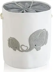 INough Baby Hamper Extra Large Nursery Hamper, 58L Kids Toys Basket Laundry Basket for Baby's Dirty Clothes Collapsible Storage Basket Canvas Clothes Hamper Toy Box Dorm Room Essentials for College