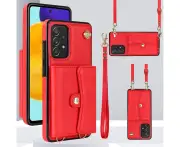 RFID Blocking Wallet Case for Samsung Galaxy A52 5G - Red