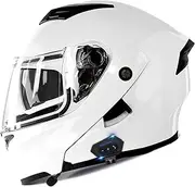 Bluetooth Modular Off-Road Full Face Helmet with Double Visors, DOT Certified Youth &Amp; Adults ATV Motocross Motorcycle Flip Up Front Helmets, 4-Wheeler ATV Mountain Racing