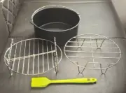 Air Fryer Accessories - 7.5" Cake Pan, 8" Grill & Skewers, 8" Rack, Oil Brush. C