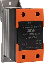 GEYA Solid State Relay with Radiator DC-AC Single Phase SSR 60A Din Rail Mount (DC Control AC,60A)