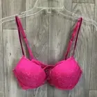 VICTORIA SECRET Bombshell Plunge Super Push Up Woman’s Bra 34B Pink Lace NWT