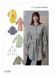 VOGUE SEWING PATTERN 9299 MISSES 14-22 LOOSE-FITTING TOPS SHIRTS, SLEEVE OPTIONS